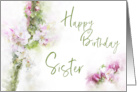 Happy Birthday Sister Apple Blossom Watercolor card