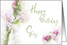 Happy Birthday Sis Apple Blossom Watercolor card