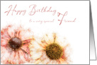 Friend Birthday Two Hand Drawn Colored Helenium Flowers card