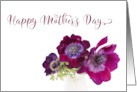 Happy Mother’s Day Three Burgundy Anemone Coronaria Flowers card