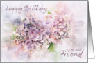 Friend Birthday Digital Watercolor of Two Hydrangea Flower Heads card