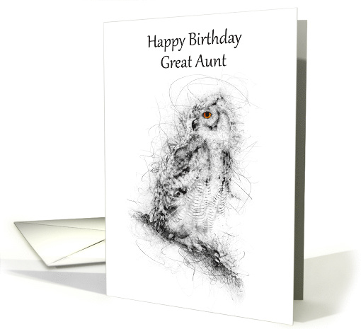 Great Aunt Happy Birthday Owl Scribble Art card (1499960)