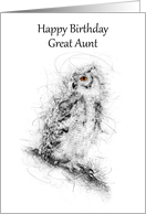 Great Aunt Happy Birthday Owl Scribble Art card