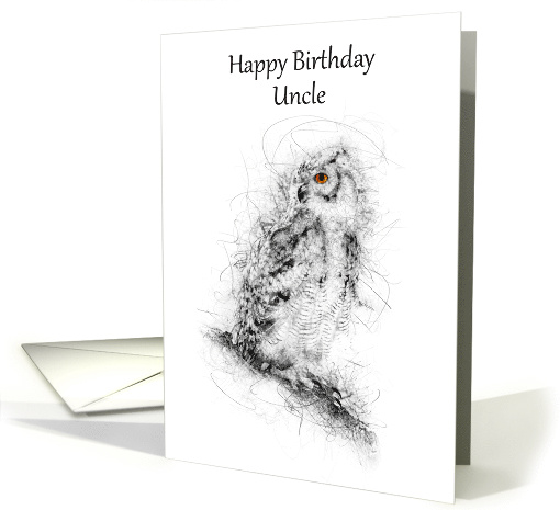 Uncle Happy Birthday Owl Scribble Art card (1499986)
