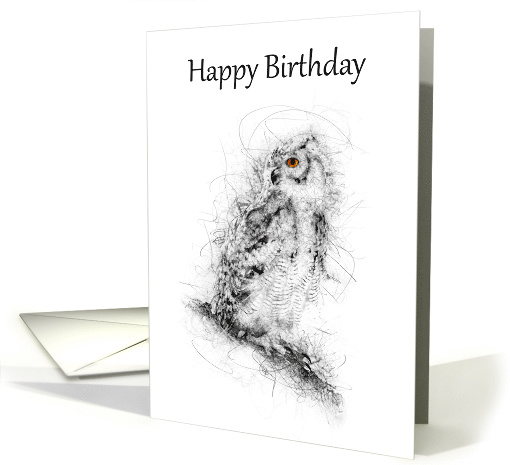 Happy Birthday Owl Scribble Art card (1499992)