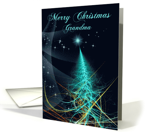 Merry Christmas Grandma Fractal Christmas Tree card (1501814)