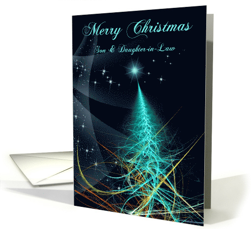 Merry Christmas Son and Daughter-in-Law Fractal Christmas Tree card