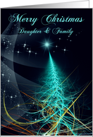 Merry Christmas Daughter and Family Fractal Christmas Tree card