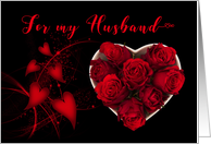 Husband Red Roses Hearts Valentine card