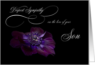 Deepest Sympathy Son purple Anemone flower card