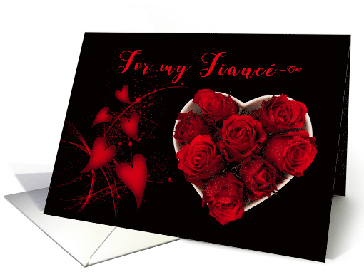 Valentine Fianc Red Roses Hearts card (1509620)