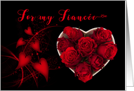 Valentine Fiance Red Roses Hearts card
