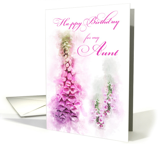 Happy Birthday Aunt Pink Foxglove Watercolor card (1513916)