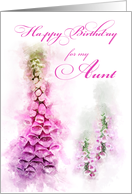 Happy Birthday Aunt Pink Foxglove Watercolor card