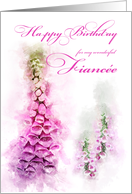 Happy Birthday Fiance Pink Foxglove Watercolor card