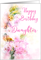 Happy Birthday Daughter Pink Flowering Cherry Watercolor card
