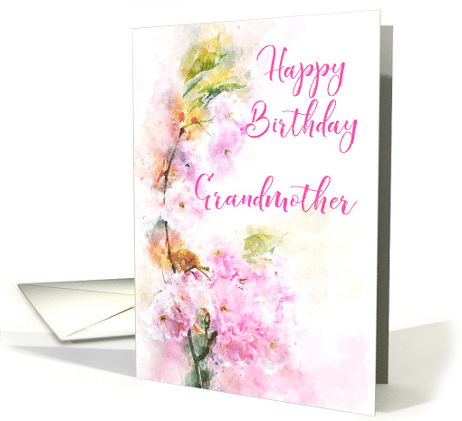 Happy Birthday Grandmother Pink Flowering Cherry Watercolor card