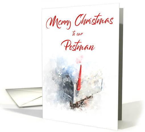 Merry Christmas Postman Mailbox Watercolor card (1540292)