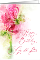 Happy Birthday granddaughter Pink lily gloriosa Flowers Watercolor card
