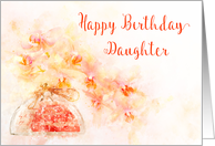 Happy Birthday for Daughter a Watercolor of Orchid Flowers in a Vase card