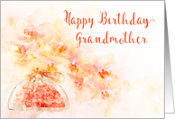 Happy Birthday for Grandmothe a Watercolor of Orchid flowers in a Vase card