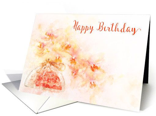 Happy Birthday General a Watercolor of Orchids in a Vase card