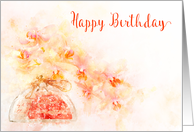 Happy Birthday General a Watercolor of Orchids in a Vase card