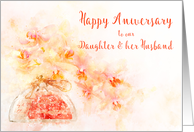 Happy Anniversary Our Daughter and her Husband Watercolor of Orchids card
