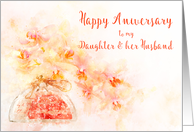 Happy Anniversary My Daughter and her Husband Watercolor of Orchids card