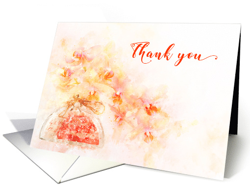 Thank You Card Watercolor of Orchids in a Vase card (1626928)