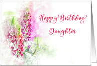 Happy Birthday Daughter Watercolor of Pink Lupins card