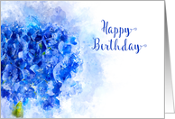Happy Birthday General, Watercolor of a Blue Hydrangea Flower card