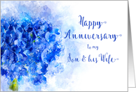 Happy Anniversary My Son and His Wife Watercolor Blue Hydrangea card