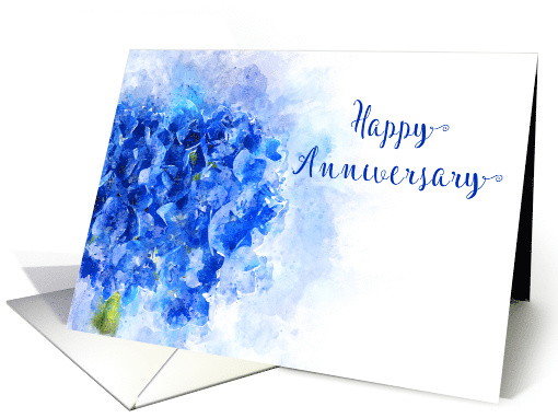 Happy Anniversary General Watercolor Blue Hydrangea card (1628296)