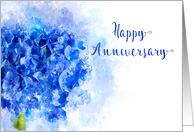 Happy Anniversary General Watercolor Blue Hydrangea card