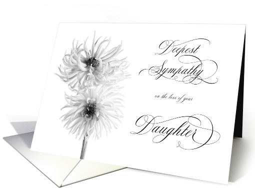 Deepest Sympathy for Loss of Daughter White Dahlia Black... (1630744)