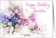 Happy Birthday Grandma Watercolor Flower Posy card
