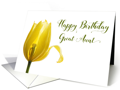 Happy Birthday Great Aunt Yellow Tulip Flower card (1676308)