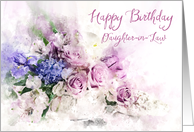 Happy Birthday Daughter in Law Watercolor Flower Posy card