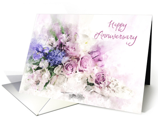 Happy Anniversary Watercolor Flower Posy card (1676510)