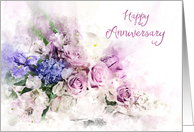 Happy Anniversary Watercolor Flower Posy card