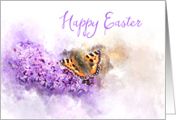 Happy Easter Buddleia Butterfly Watercolor card