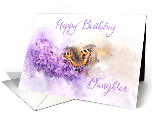 Happy Birthday Daughter Buddleia Butterfly Watercolor card (1677894)
