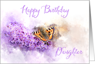 Happy Birthday Daughter Buddleia Butterfly Watercolor card