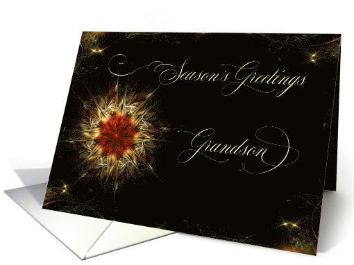 Season's Greetings for your Grandson a Christmas Star On Black card