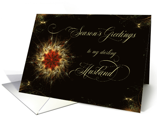 Season's Greetings to your Husband a Christmas Star on Black card