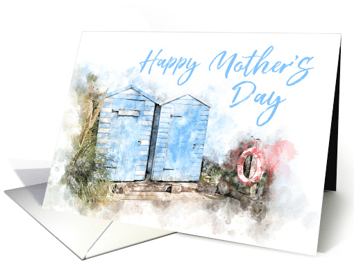 Happy Mother's Day Beach Huts Watercolor card (1732830)