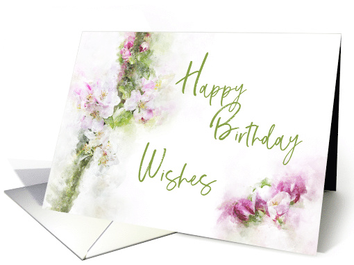 Happy Birthday Apple Blossom Watercolor card (1739436)