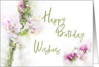 Happy Birthday Apple Blossom Watercolor card