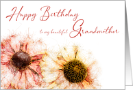 Beautiful Grandmother Birthday Hand Drawn Colored Helenium Flowers card